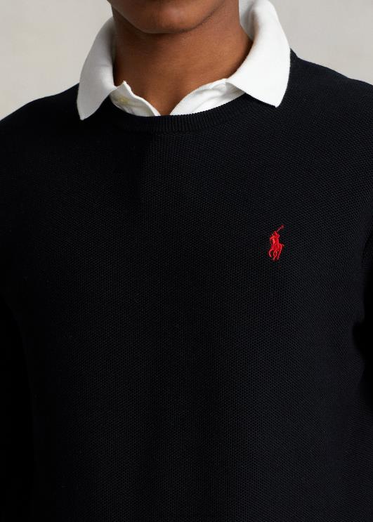 Ralph Lauren mehed võrkkootud puuvillasest kaelakaelusega kampsun PR0V671 must