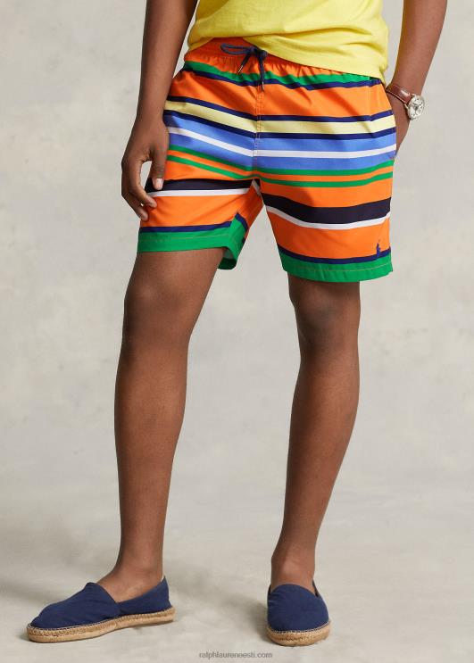 Ralph Lauren mehed 5,75-tolline reisija klassikaline ujumiskohver PR0V444 oranž tipptriip