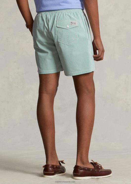 Ralph Lauren mehed 5,75-tolline reisija klassikaline ujumiskohver PR0V593 esmane roheline seersicker