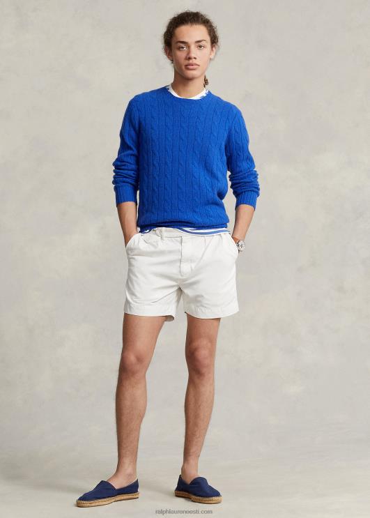 Ralph Lauren mehed 5-tolline klassikalise sobivusega plisseeritud toimne lühike PR0V8456 tekipesu valge