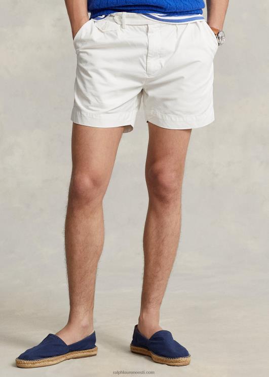 Ralph Lauren mehed 5-tolline klassikalise sobivusega plisseeritud toimne lühike PR0V8456 tekipesu valge