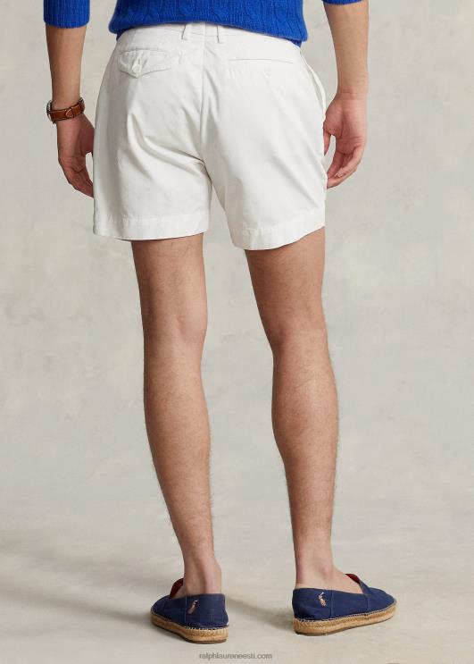 Ralph Lauren mehed 5-tolline klassikalise sobivusega plisseeritud toimne lühike PR0V8456 tekipesu valge