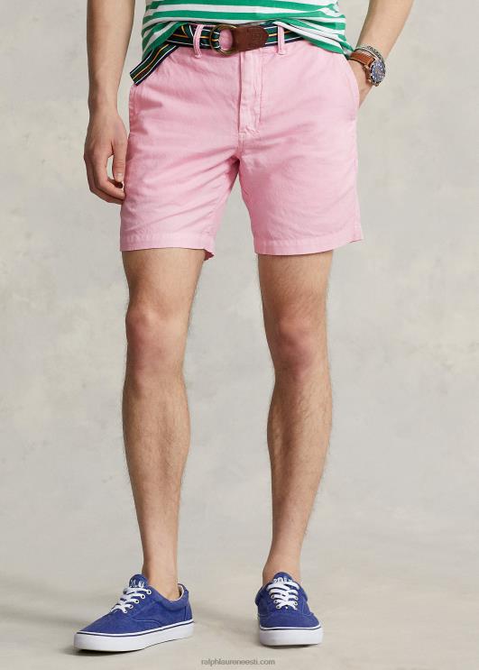 Ralph Lauren mehed 8-tolline sirgjooneline linane-puuvillane lühike PR0V8645 karmeli roosa