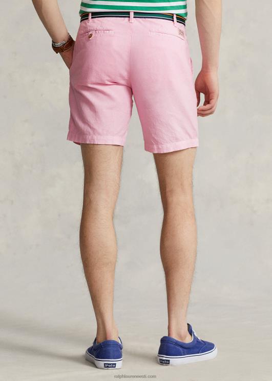 Ralph Lauren mehed 8-tolline sirgjooneline linane-puuvillane lühike PR0V8645 karmeli roosa