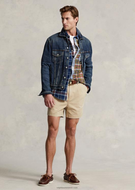 Ralph Lauren mehed cormac 5-tolline lõdvestunud istuv plisseeritud lühike PR0V8445 rl khaki