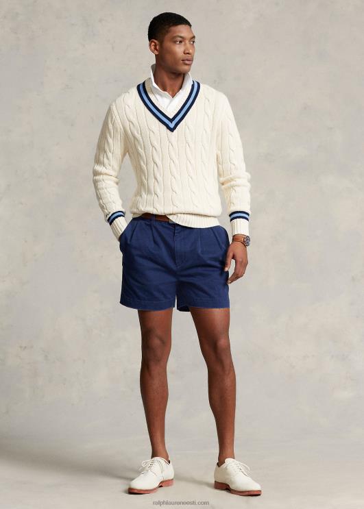 Ralph Lauren mehed cormac 5-tolline lõdvestunud istuv plisseeritud lühike PR0V8446 Newporti merevägi