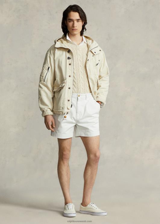 Ralph Lauren mehed cormac 5-tolline lõdvestunud istuv plisseeritud lühike PR0V8447 tekipesu valge