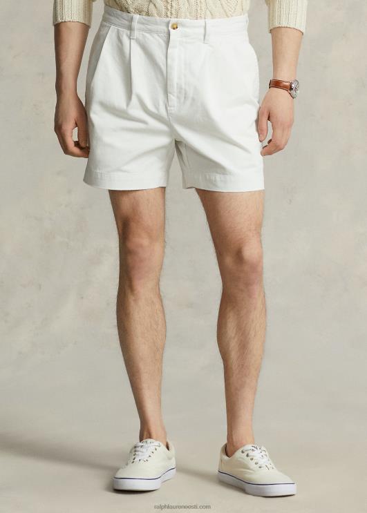 Ralph Lauren mehed cormac 5-tolline lõdvestunud istuv plisseeritud lühike PR0V8447 tekipesu valge