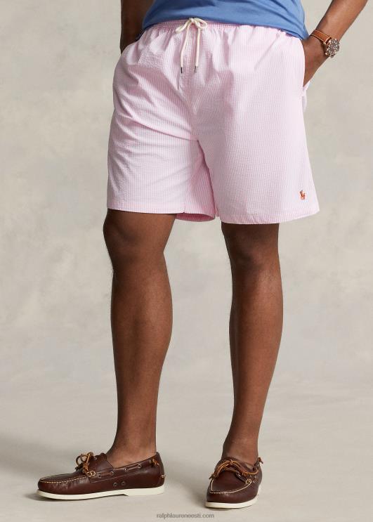 Ralph Lauren mehed reisija seersucker ujumispüksid PR0V1318 karmelroosa seersicker