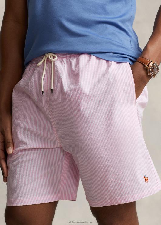 Ralph Lauren mehed reisija seersucker ujumispüksid PR0V1318 karmelroosa seersicker