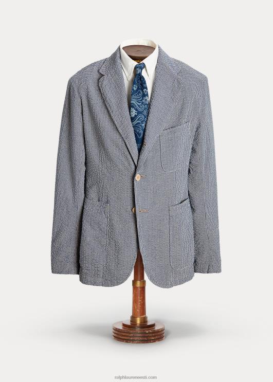 Ralph Lauren mehed konstrueerimata seersucker spordimantel PR0V1719 sinine/kreem