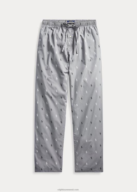 Ralph Lauren mehed allover poni pidžaamapüksid PR0V1129 muuseumihall/must