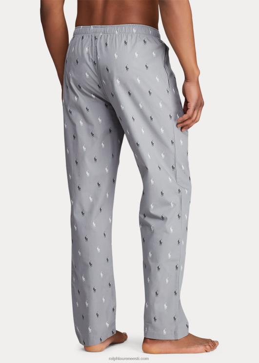 Ralph Lauren mehed allover poni pidžaamapüksid PR0V1129 muuseumihall/must
