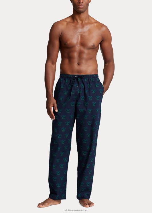 Ralph Lauren mehed logoprindiga pidžaamapüksid PR0V1101 mereväe trükk