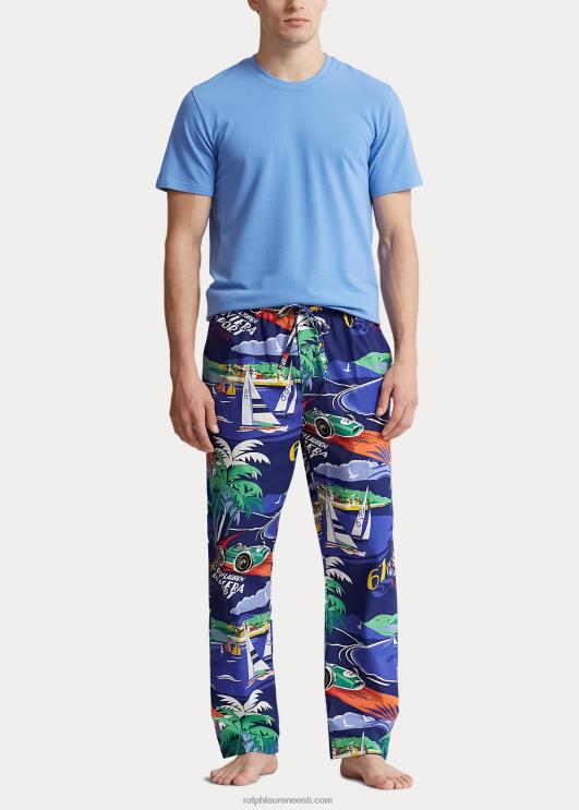 Ralph Lauren mehed prinditud pidžaamapüksid PR0V679 riviera du port print