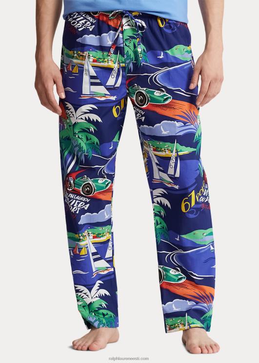Ralph Lauren mehed prinditud pidžaamapüksid PR0V679 riviera du port print