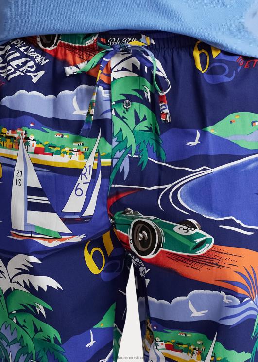 Ralph Lauren mehed prinditud pidžaamapüksid PR0V679 riviera du port print