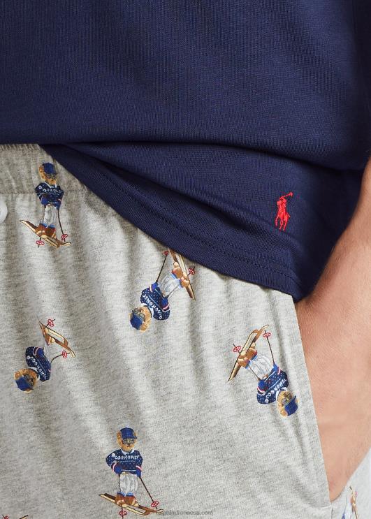 Ralph Lauren mehed puuvillasegu-jersey magamissärk PR0V232 merevägi/andover kanarbik/punane