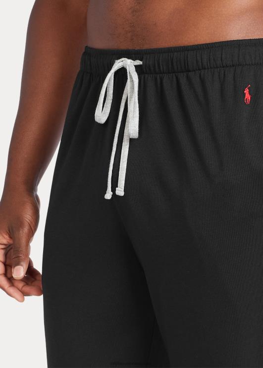 Ralph Lauren mehed puuvillasegu-jersey pidžaamapüksid PR0V229 must/ja üle kanarbik/punane