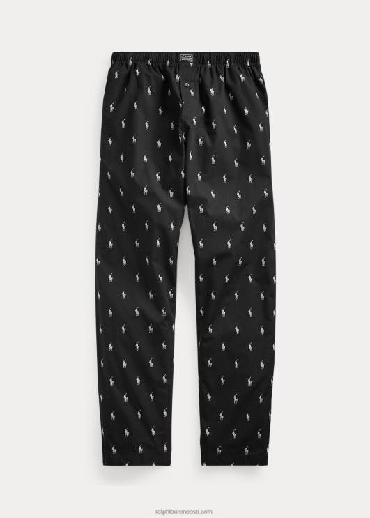 Ralph Lauren mehed signatuur poni pidžaamapüksid PR0V1670 must valge