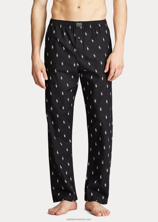Ralph Lauren mehed signatuur poni pidžaamapüksid PR0V1670 must valge