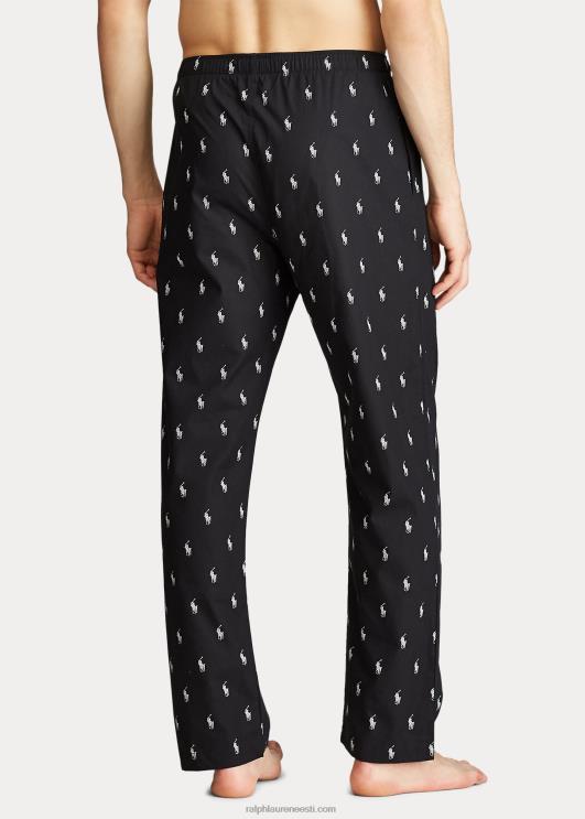 Ralph Lauren mehed signatuur poni pidžaamapüksid PR0V1670 must valge
