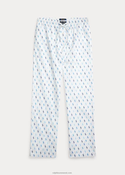Ralph Lauren mehed signatuur poni pidžaamapüksid PR0V632 valge/astorisinine riviera