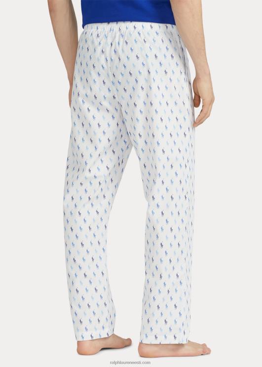 Ralph Lauren mehed signatuur poni pidžaamapüksid PR0V632 valge/astorisinine riviera