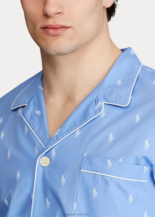 Ralph Lauren mehed signatuur poni pidžaamasärk PR0V1647 rand sinine/valge