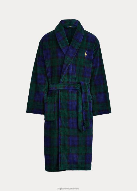 Ralph Lauren mehed tartan plüüsist mikrokiust rüü PR0V1158 musta kella pleed