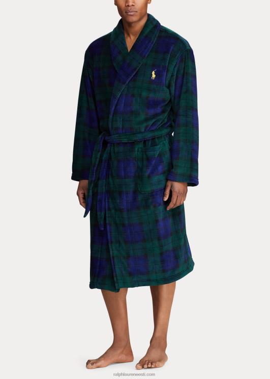 Ralph Lauren mehed tartan plüüsist mikrokiust rüü PR0V1158 musta kella pleed
