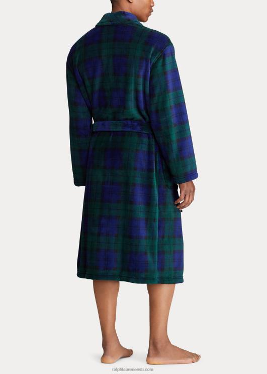 Ralph Lauren mehed tartan plüüsist mikrokiust rüü PR0V1158 musta kella pleed