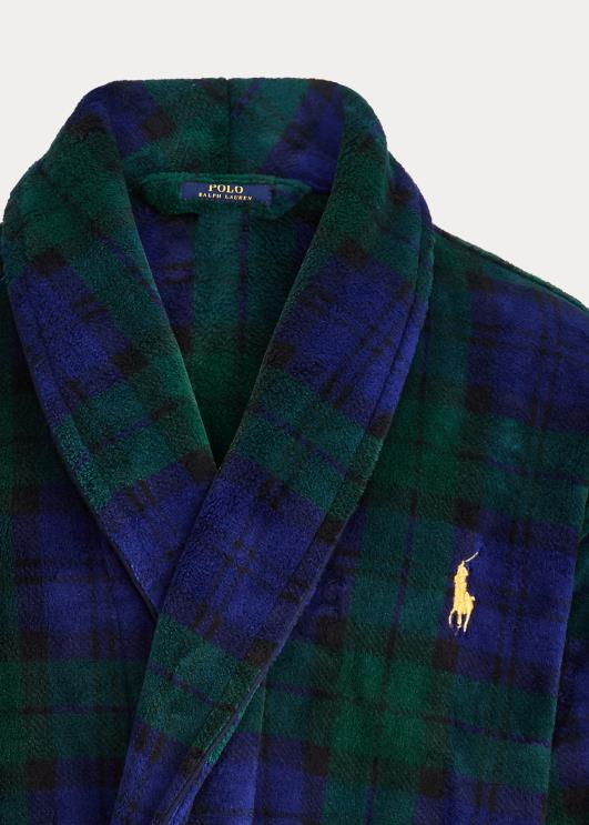 Ralph Lauren mehed tartan plüüsist mikrokiust rüü PR0V1158 musta kella pleed