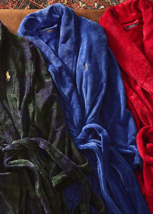 Ralph Lauren mehed tartan plüüsist mikrokiust rüü PR0V1158 musta kella pleed