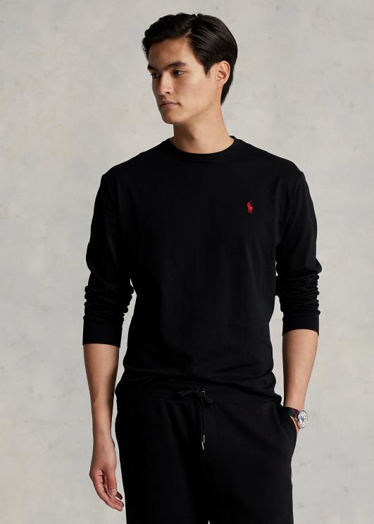 Ralph Lauren mehed jersey pikkade varrukatega t-särk-kõik sobib PR0V183 must