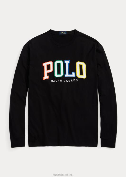 Ralph Lauren mehed logoga trikoo pikkade varrukatega T-särk PR0V1322 must