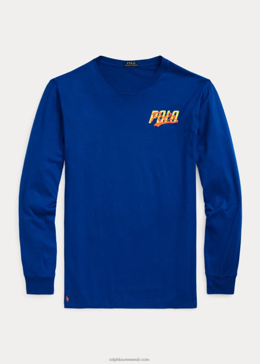 Ralph Lauren mehed virnastatud logoga trikoo pikkade varrukatega t-särk PR0V1397 safiirist täht