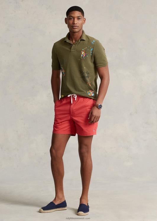 Ralph Lauren mehed Klassikalise sobivusega graafiline võrksärk PR0V817 varikatuse oliiv