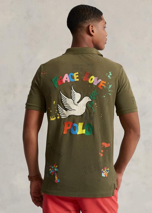 Ralph Lauren mehed Klassikalise sobivusega graafiline võrksärk PR0V817 varikatuse oliiv