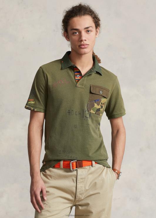 Ralph Lauren mehed Klassikalise sobivusega graafiline võrksärk PR0V8501 tume salvei