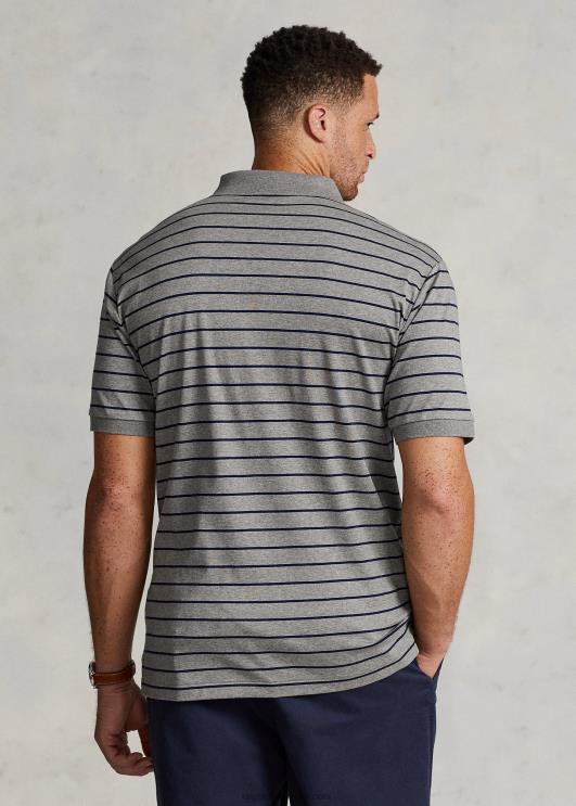 Ralph Lauren mehed interlock polosärk PR0V1425 metallik hall/merepunane