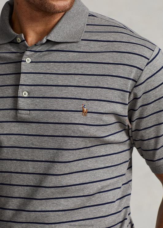 Ralph Lauren mehed interlock polosärk PR0V1425 metallik hall/merepunane