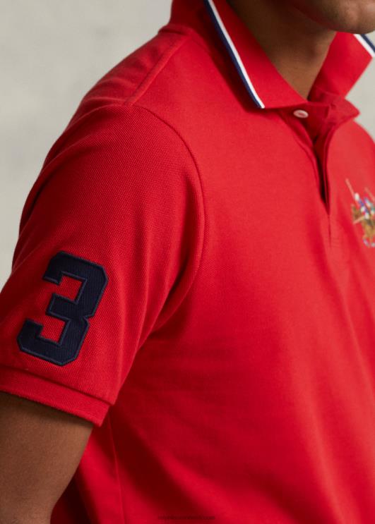 Ralph Lauren mehed klassikaline istuv kolmekordse poni võrgust polosärk PR0V661 Rl 2000 punane