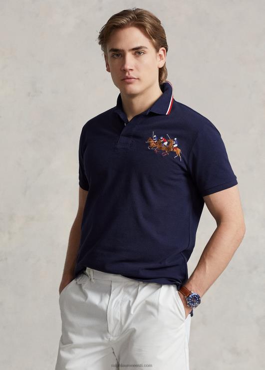 Ralph Lauren mehed klassikaline istuv kolmekordse poni võrgust polosärk PR0V662 kruiisilaevastik