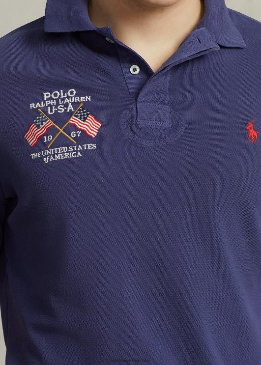 Ralph Lauren mehed klassikaline istuv lipuga tikitud polosärk PR0V8642 paadikuuri merevägi