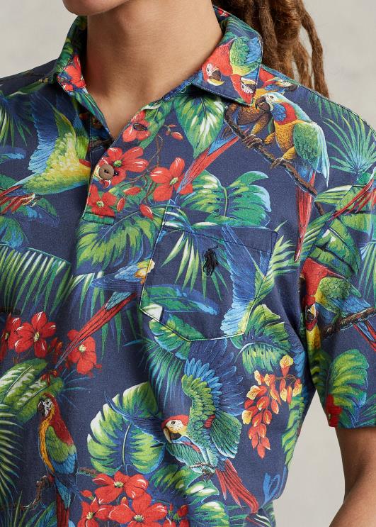 Ralph Lauren mehed klassikaline istuv troopiline trikoo polosärk PR0V1027 papagoi multi