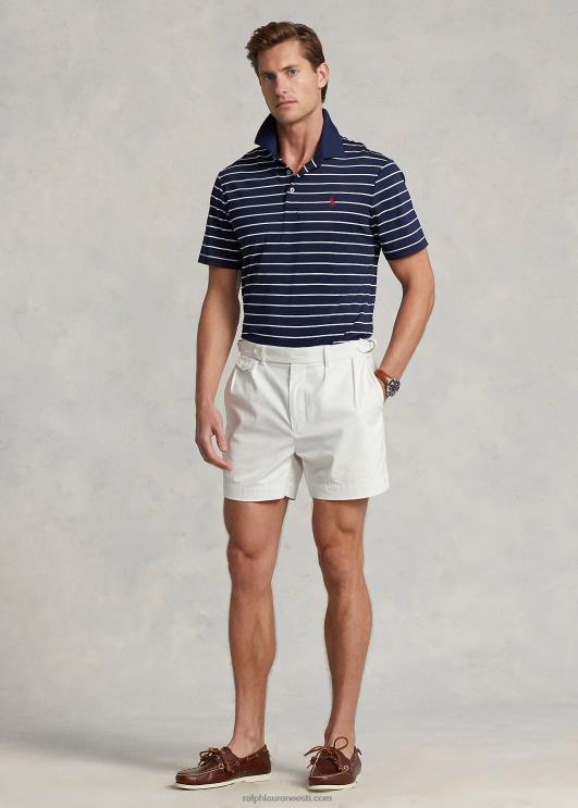 Ralph Lauren mehed klassikaline sobiv polosärk PR0V682 rafineeritud mere-/valge