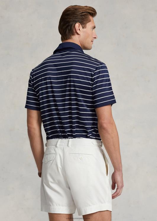 Ralph Lauren mehed klassikaline sobiv polosärk PR0V682 rafineeritud mere-/valge