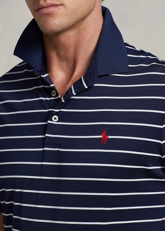 Ralph Lauren mehed klassikaline sobiv polosärk PR0V682 rafineeritud mere-/valge