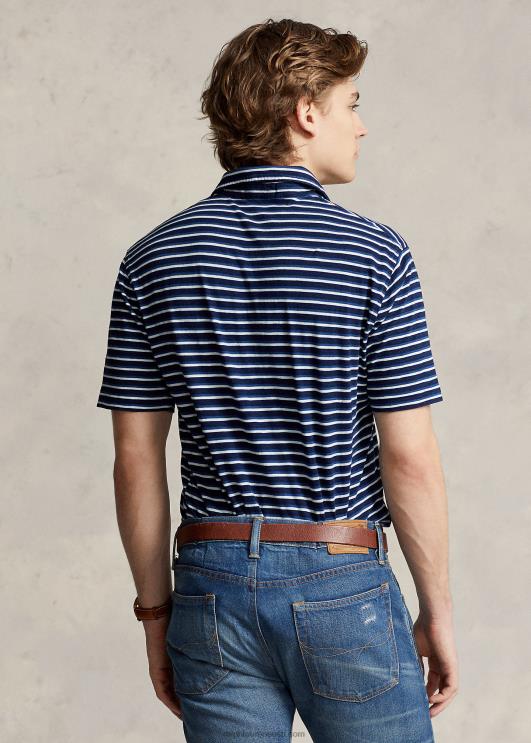 Ralph Lauren mehed klassikaline triibuline triibuline polosärk PR0V8651 tume indigo multi